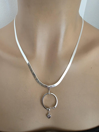 Sterling Silver Day Collar Choker Necklace Braided O Ring - Locking Option - Partner Jewelry