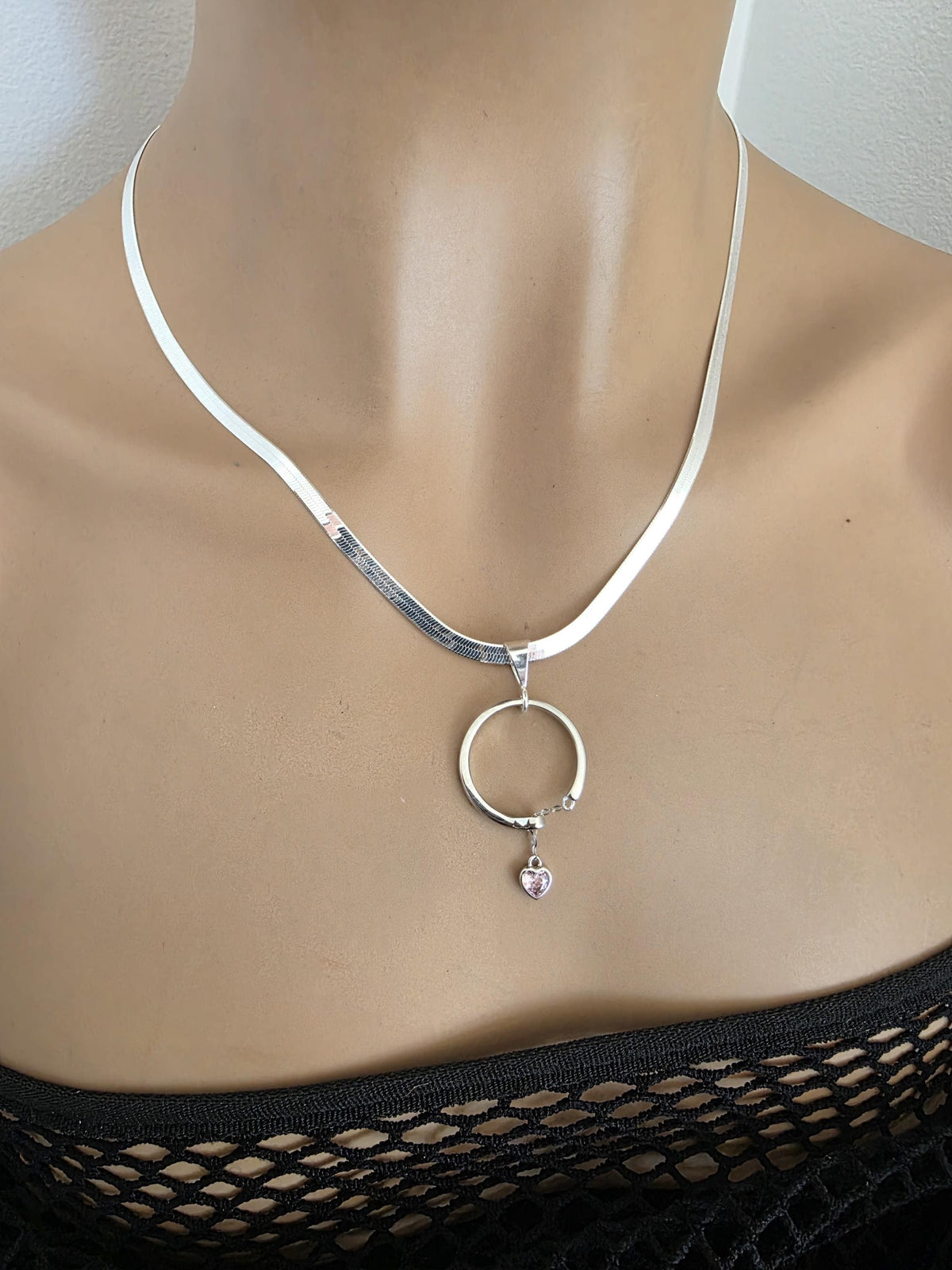 Sterling Silver Day Collar Choker Necklace Braided O Ring - Locking Option - Partner Jewelry