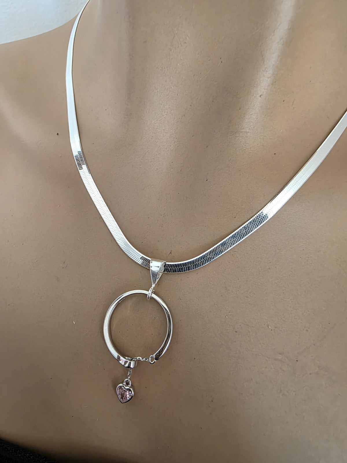 Sterling Silver Day Collar Choker Necklace Braided O Ring - Locking Option - Partner Jewelry