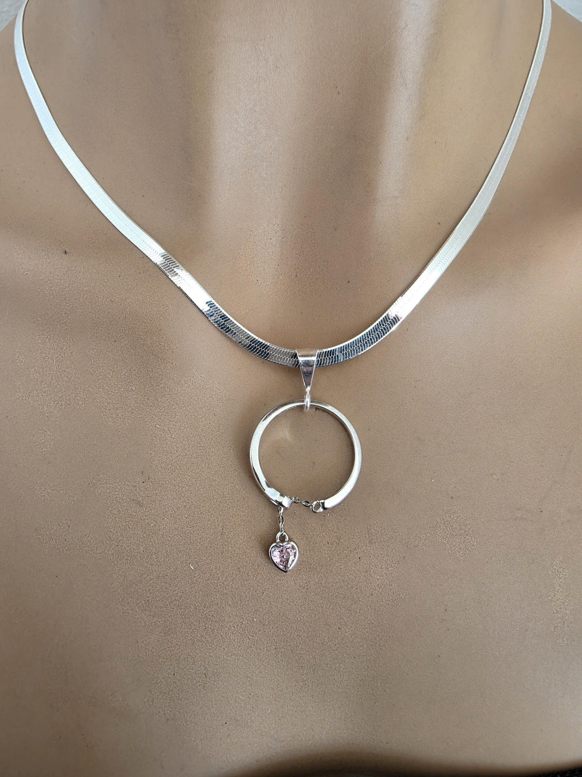 Sterling Silver Day Collar Choker Necklace Braided O Ring - Locking Option - Partner Jewelry