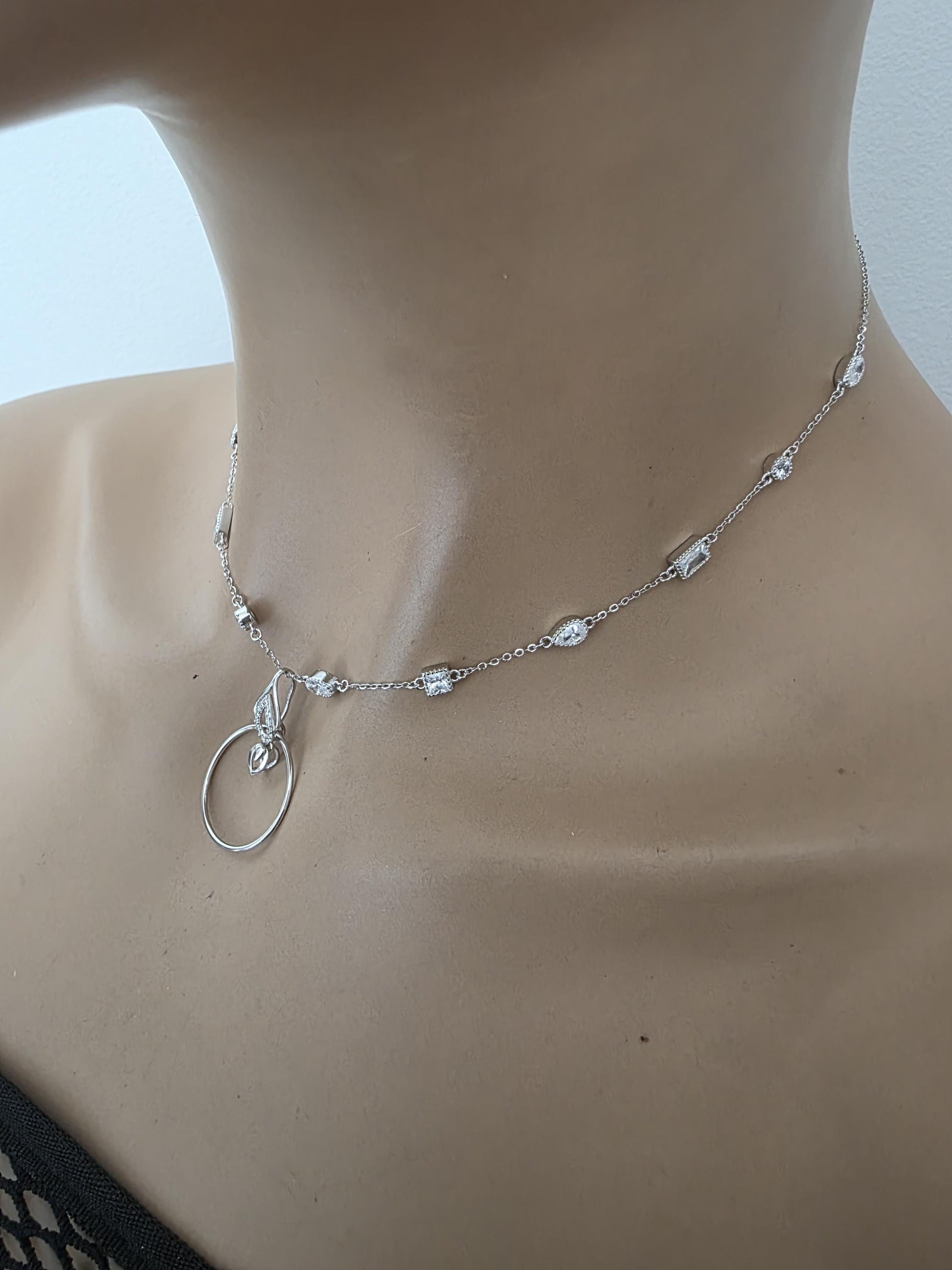 Sterling Silver Cubic Zirconia O Ring Necklace - Luxury Partner Jewelry