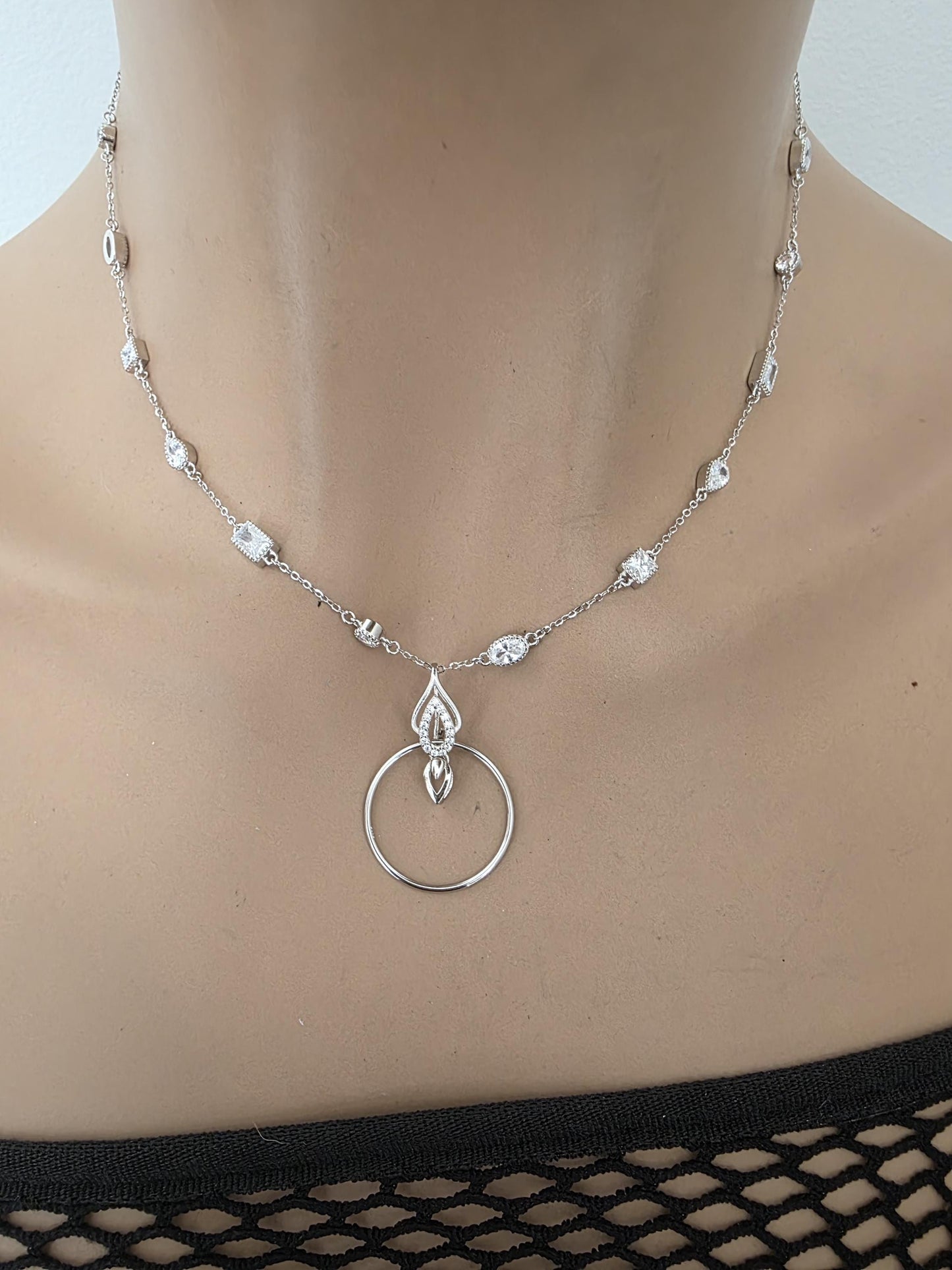 Sterling Silver Cubic Zirconia O Ring Necklace - Luxury Partner Jewelry