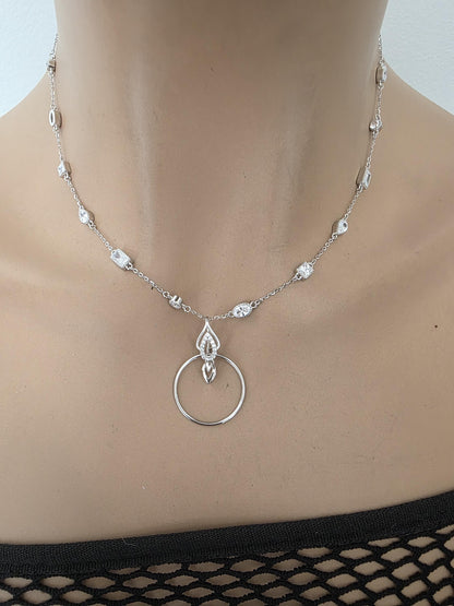 Sterling Silver Cubic Zirconia O Ring Necklace - Luxury Partner Jewelry