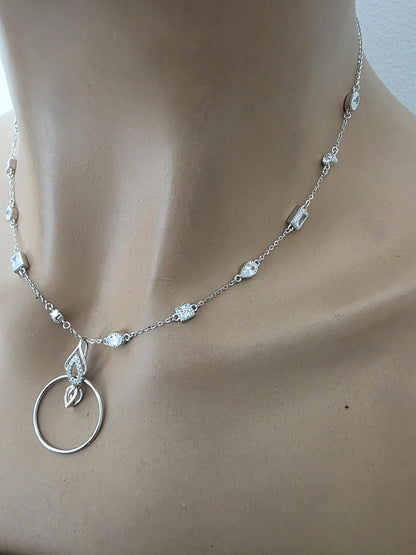 Sterling Silver Cubic Zirconia O Ring Necklace - Luxury Partner Jewelry