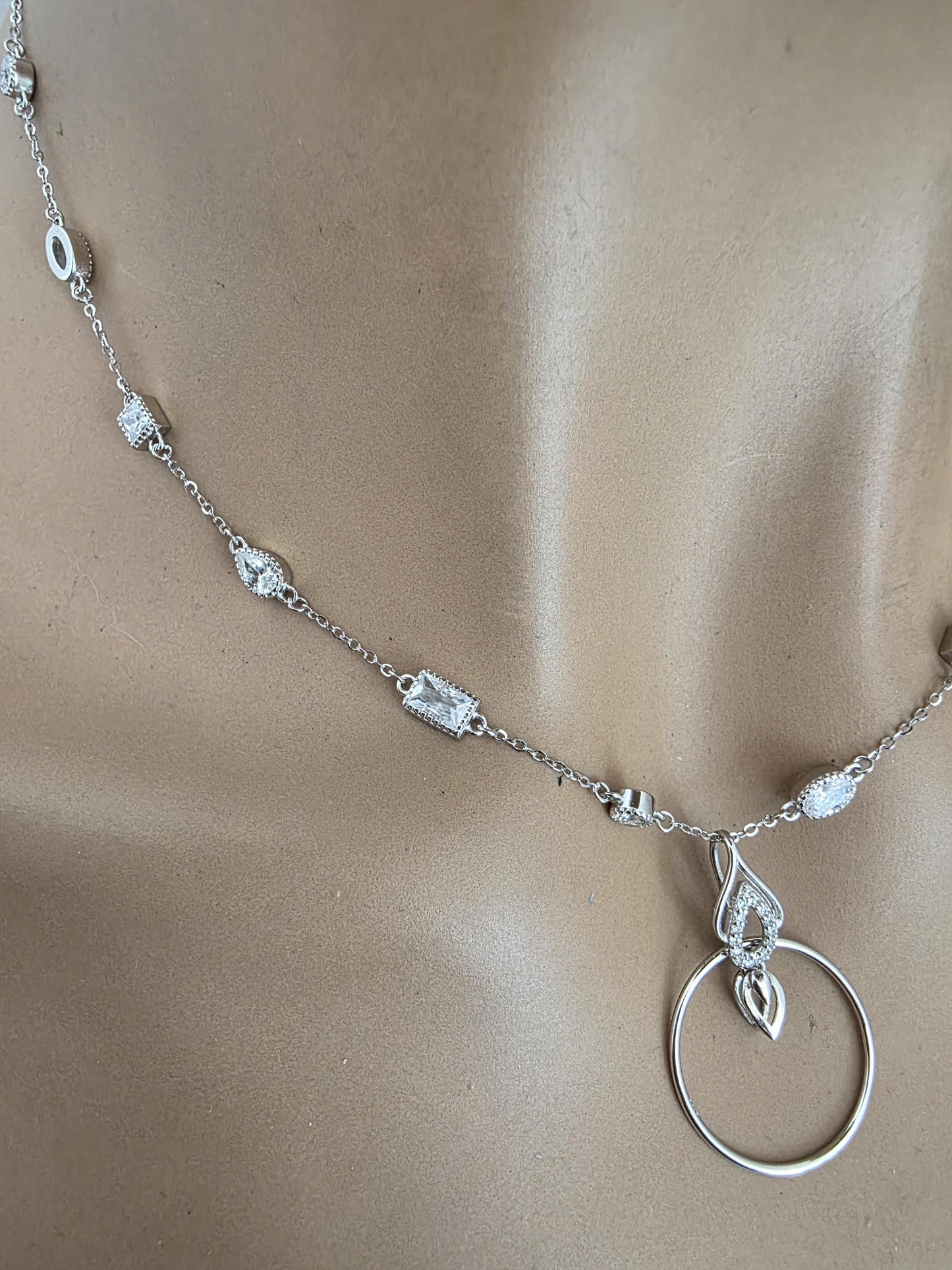 Sterling Silver Cubic Zirconia O Ring Necklace - Luxury Partner Jewelry