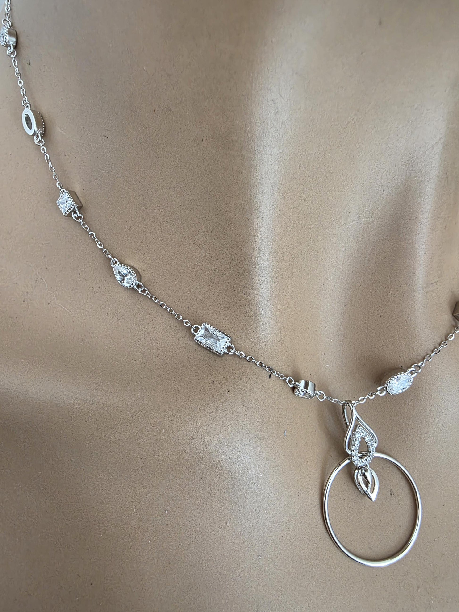Sterling Silver Cubic Zirconia O Ring Necklace - Luxury Partner Jewelry