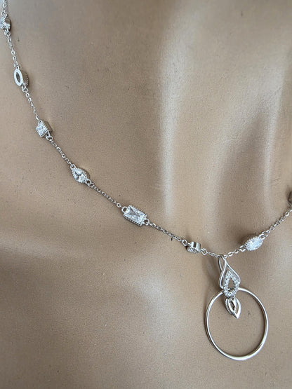 Sterling Silver Cubic Zirconia O Ring Necklace - Luxury Partner Jewelry