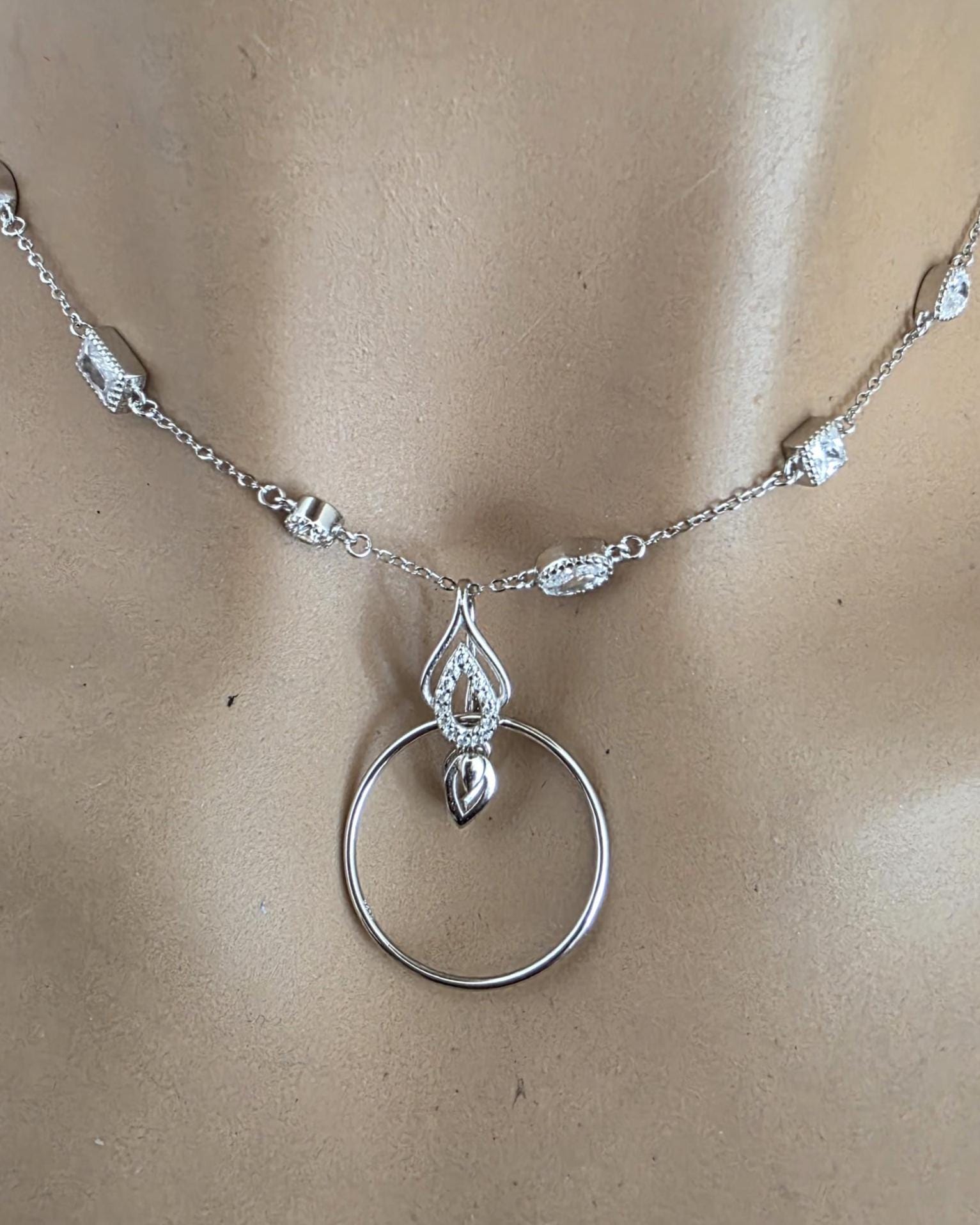 Sterling Silver Cubic Zirconia O Ring Necklace - Luxury Partner Jewelry
