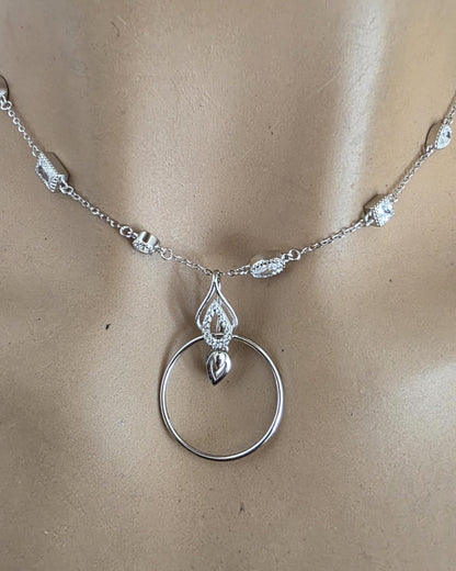 Sterling Silver Cubic Zirconia O Ring Necklace - Luxury Partner Jewelry