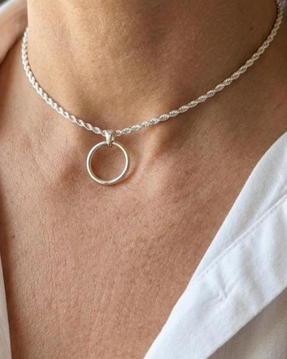 Sterling Silver 3mm Rope Chain Day Collar Choker Necklace - Mens, Womens, 3 Sizes & Locking Option - Luxury Commitment Jewelry