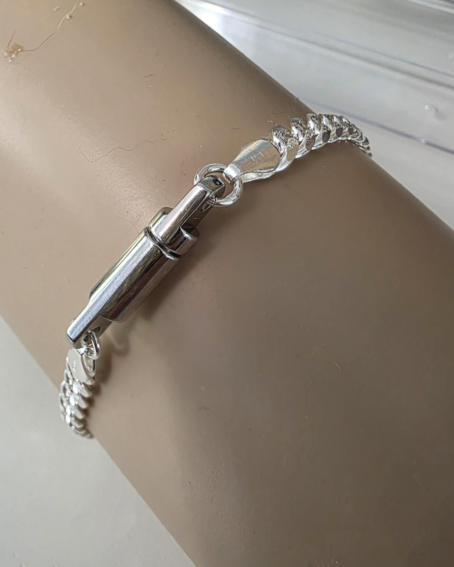 Sterling Silver Masc Style Day Collar O Ring Bracelet with Lock & Key Clasp - Partner Commitment Jewelry