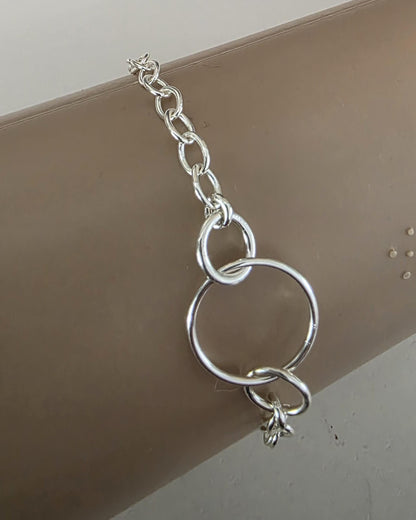 Sterling Silver Day Collar O Ring Bracelet with Lock & Key - Luxury Partner Commitment Jewelry
