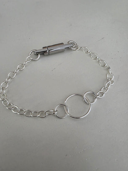 Sterling Silver Day Collar O Ring Bracelet with Lock & Key - Luxury Partner Commitment Jewelry