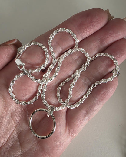 Sterling Silver 3mm Rope Chain Day Collar Choker Necklace - Mens, Womens, 3 Sizes & Locking Option - Luxury Commitment Jewelry