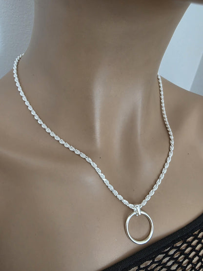 Sterling Silver 3mm Rope Chain Day Collar Choker Necklace - Mens, Womens, 3 Sizes & Locking Option - Luxury Commitment Jewelry