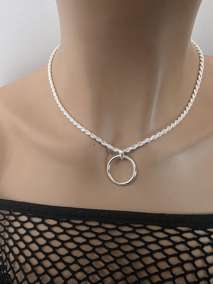 Sterling Silver 3mm Rope Chain Day Collar Choker Necklace - Mens, Womens, 3 Sizes & Locking Option - Luxury Commitment Jewelry