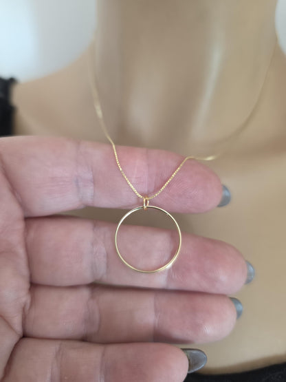 14k Gold Vermeil Over Sterling Silver Elegant Figaro Chain Day Collar Ring Necklace, Devotion Luxury Fine Jewelry