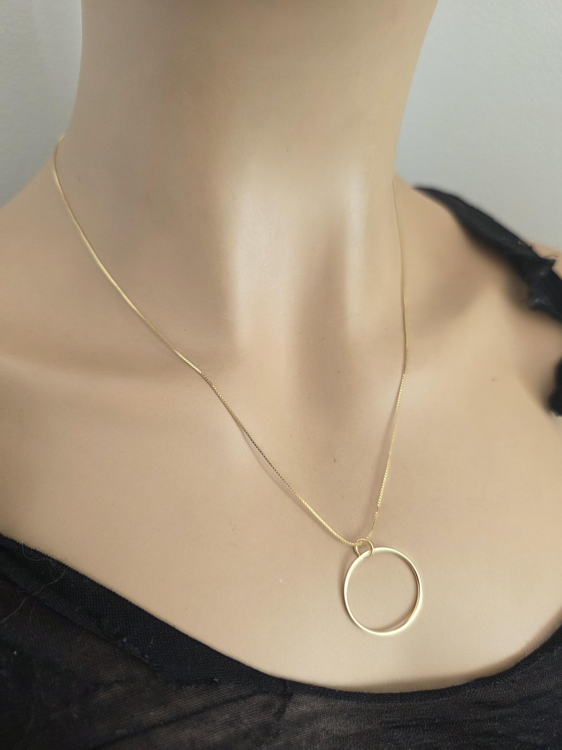 14k Gold Vermeil Over Sterling Silver Elegant Figaro Chain Day Collar Ring Necklace, Devotion Luxury Fine Jewelry