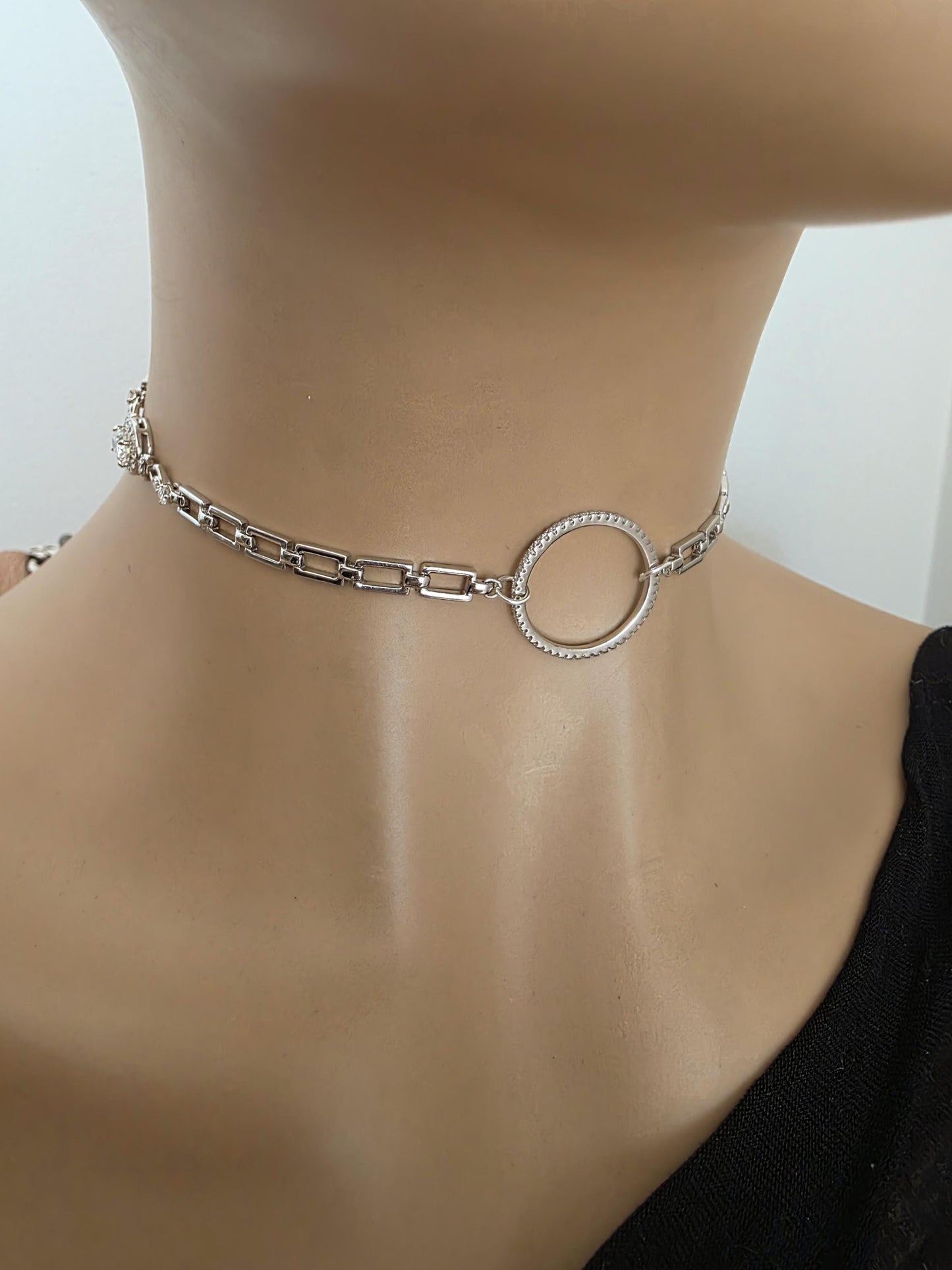 Moissanite & Rhodium Plated Sterling Silver Day Collar Choker Neckace, Highest Grade, Certificate Included, Romantic Devotion Jewelry