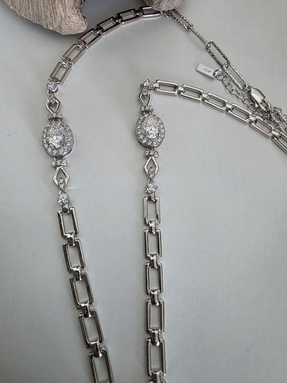 Moissanite & Rhodium Plated Sterling Silver Day Collar Choker Neckace, Highest Grade, Certificate Included, Romantic Devotion Jewelry
