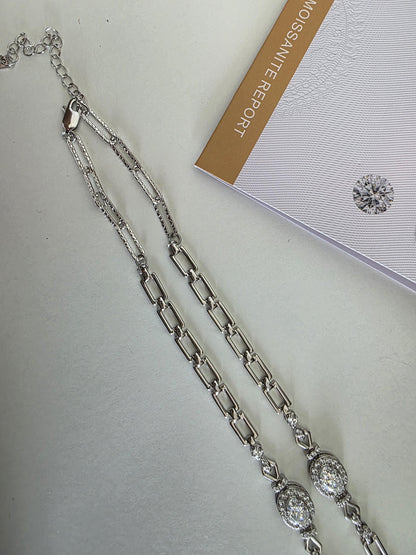 Moissanite & Rhodium Plated Sterling Silver Day Collar Choker Neckace, Highest Grade, Certificate Included, Romantic Devotion Jewelry