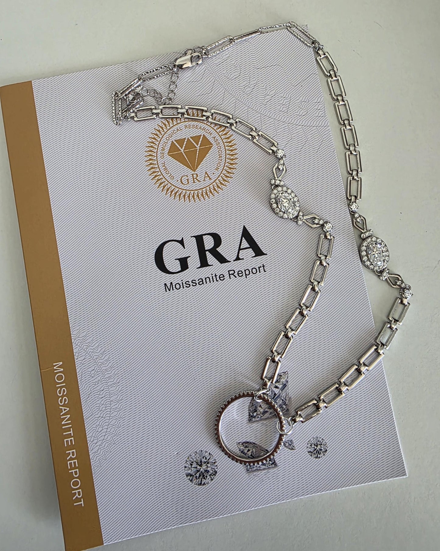 Moissanite & Rhodium Plated Sterling Silver Day Collar Choker Neckace, Highest Grade, Certificate Included, Romantic Devotion Jewelry