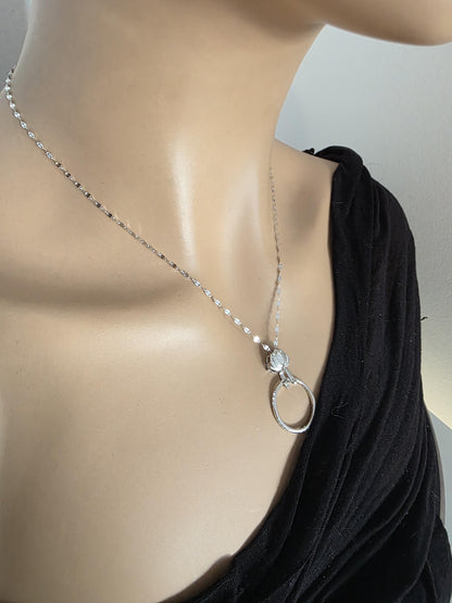 Sterling Silver Lotus Eternity O Ring Collar Choker Necklace - Partner Commitment Jewelry