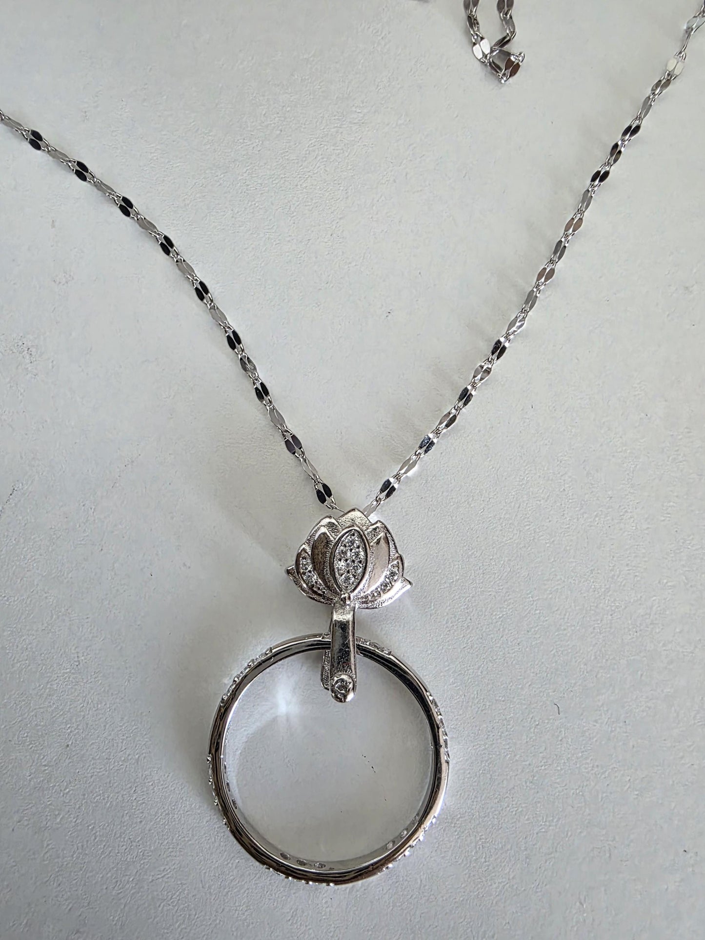 Sterling Silver Lotus Eternity O Ring Collar Choker Necklace - Partner Commitment Jewelry