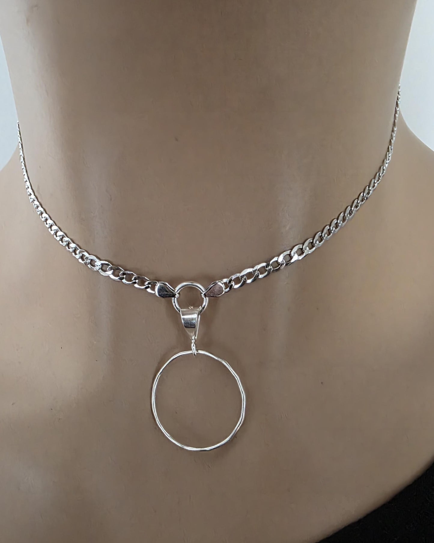 Sterling Silver Day Collar Choker Necklace on 2.5mm Curb Chain - Partner Jewelry