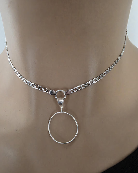 Sterling Silver Day Collar Choker Necklace on 2.5mm Curb Chain - Partner Jewelry