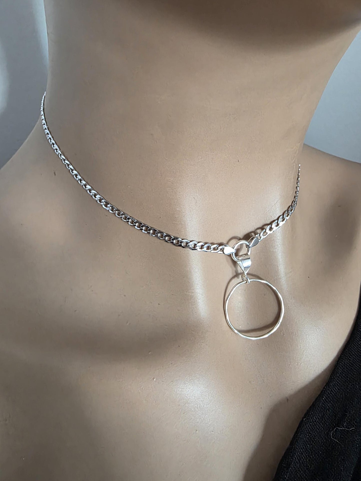 Sterling Silver Day Collar Choker Necklace on 2.5mm Curb Chain - Partner Jewelry
