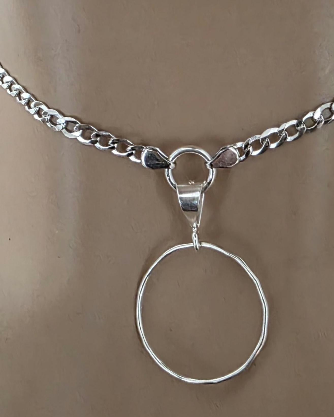 Sterling Silver Day Collar Choker Necklace on 2.5mm Curb Chain - Partner Jewelry