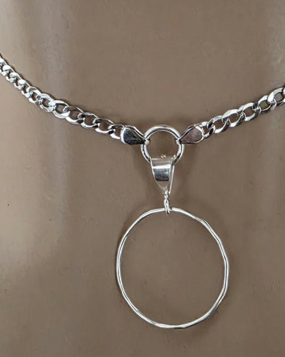 Sterling Silver Day Collar Choker Necklace on 2.5mm Curb Chain - Partner Jewelry