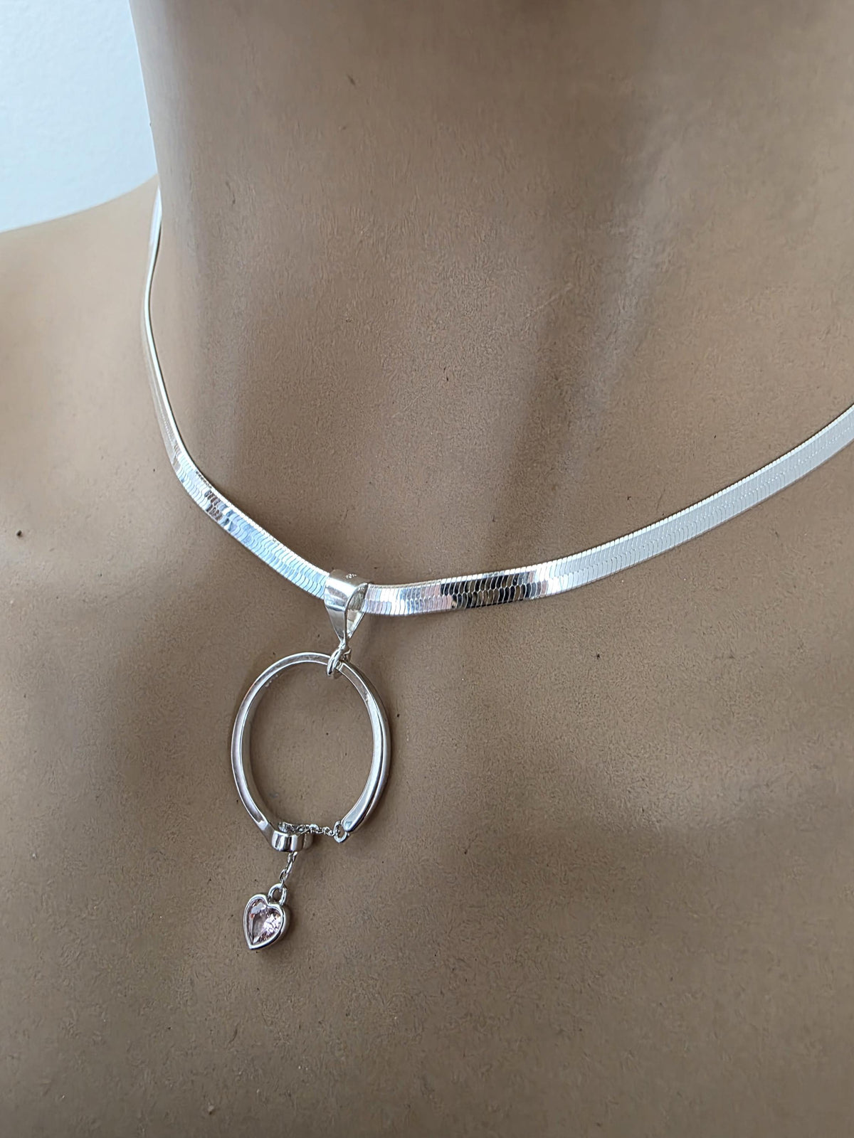 Sterling Silver Day Collar Choker Necklace Braided O Ring - Locking Option - Partner Jewelry