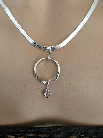 Sterling Silver Day Collar Choker Necklace Braided O Ring - Locking Option - Partner Jewelry