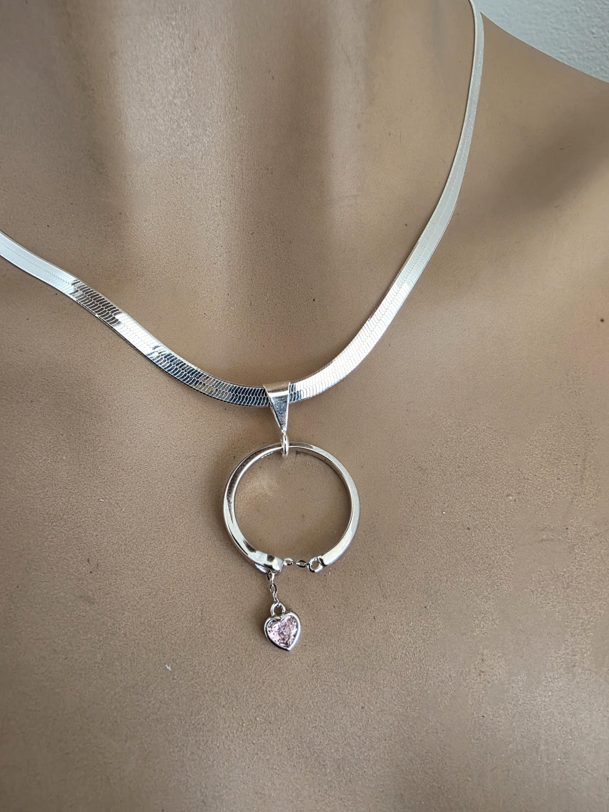 Sterling Silver Day Collar Choker Necklace Braided O Ring - Locking Option - Partner Jewelry