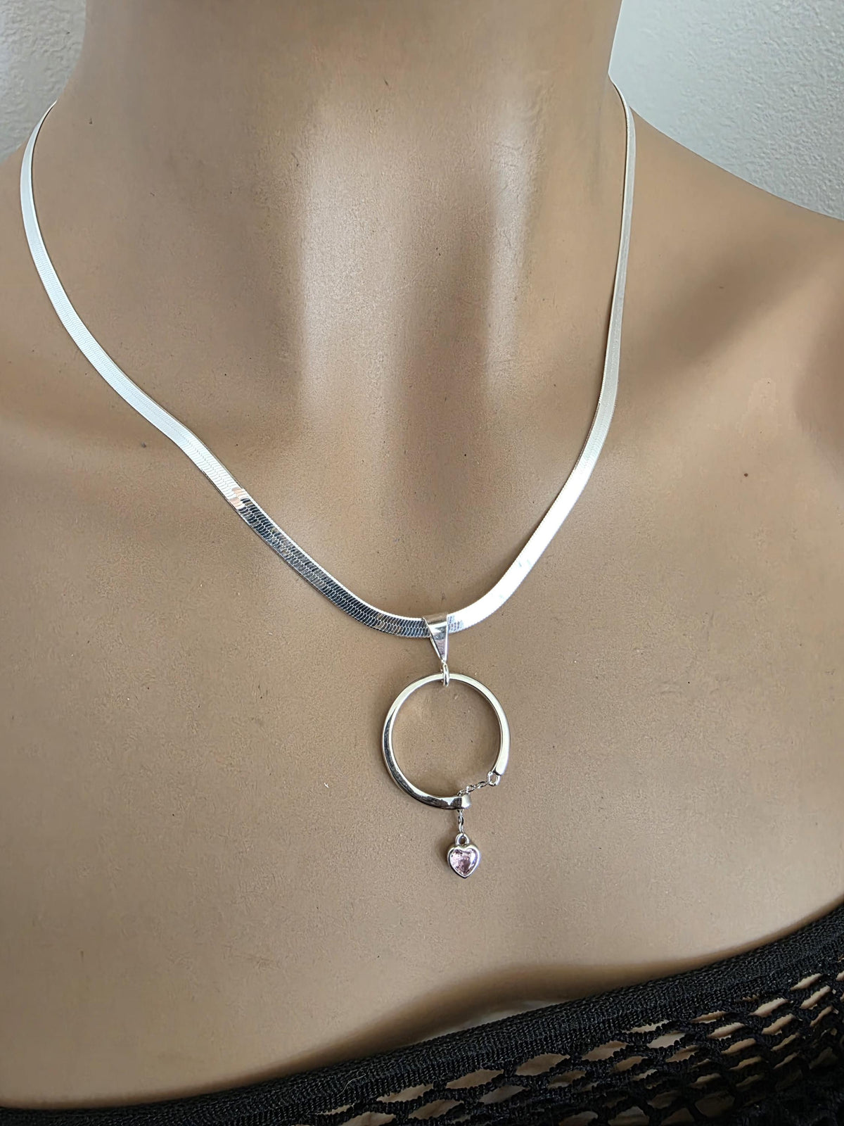 Sterling Silver Day Collar Choker Necklace Braided O Ring - Locking Option - Partner Jewelry