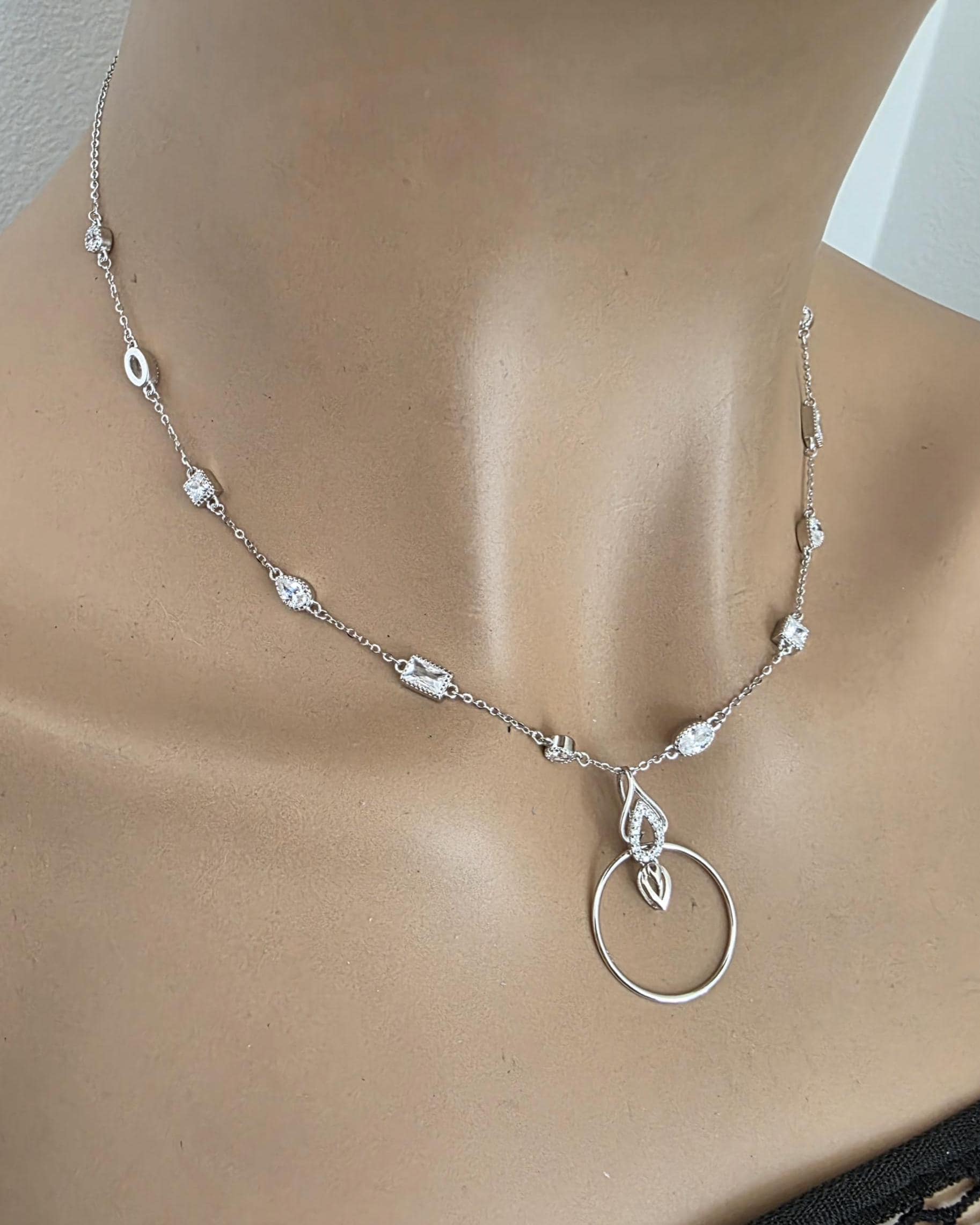 Sterling Silver Cubic Zirconia O Ring Necklace - Luxury Partner Jewelry