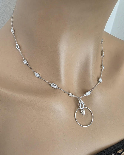 Sterling Silver Cubic Zirconia O Ring Necklace - Luxury Partner Jewelry