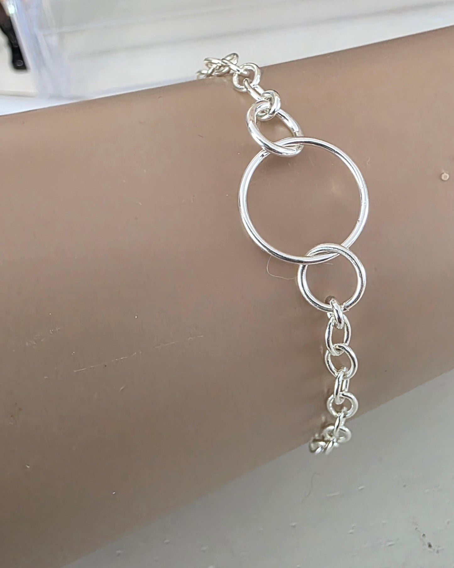 Sterling Silver Day Collar O Ring Bracelet with Lock & Key - Luxury Partner Commitment Jewelry