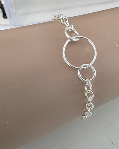 Sterling Silver Day Collar O Ring Bracelet with Lock & Key - Luxury Partner Commitment Jewelry