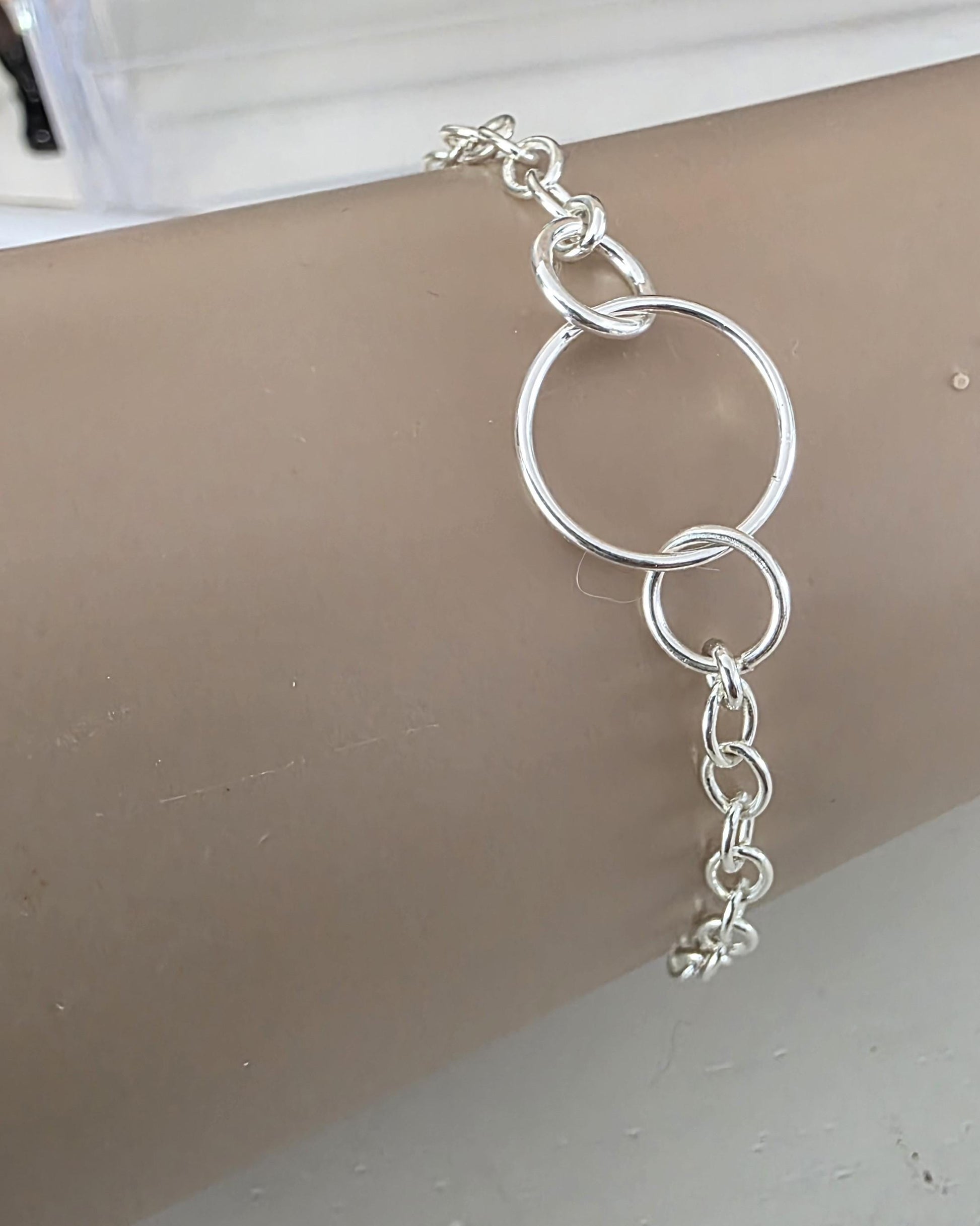 Sterling Silver Day Collar O Ring Bracelet with Lock & Key - Luxury Partner Commitment Jewelry