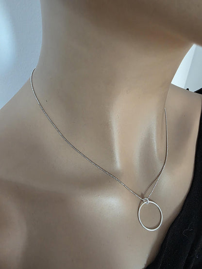 Sterling Silver Day Collar Choker Necklace on Minimalist Ball Chain - Commitment Jewelry