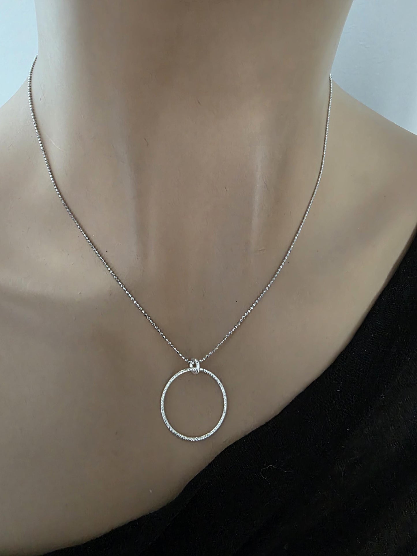 Sterling Silver Day Collar Choker Necklace on Minimalist Ball Chain - Commitment Jewelry