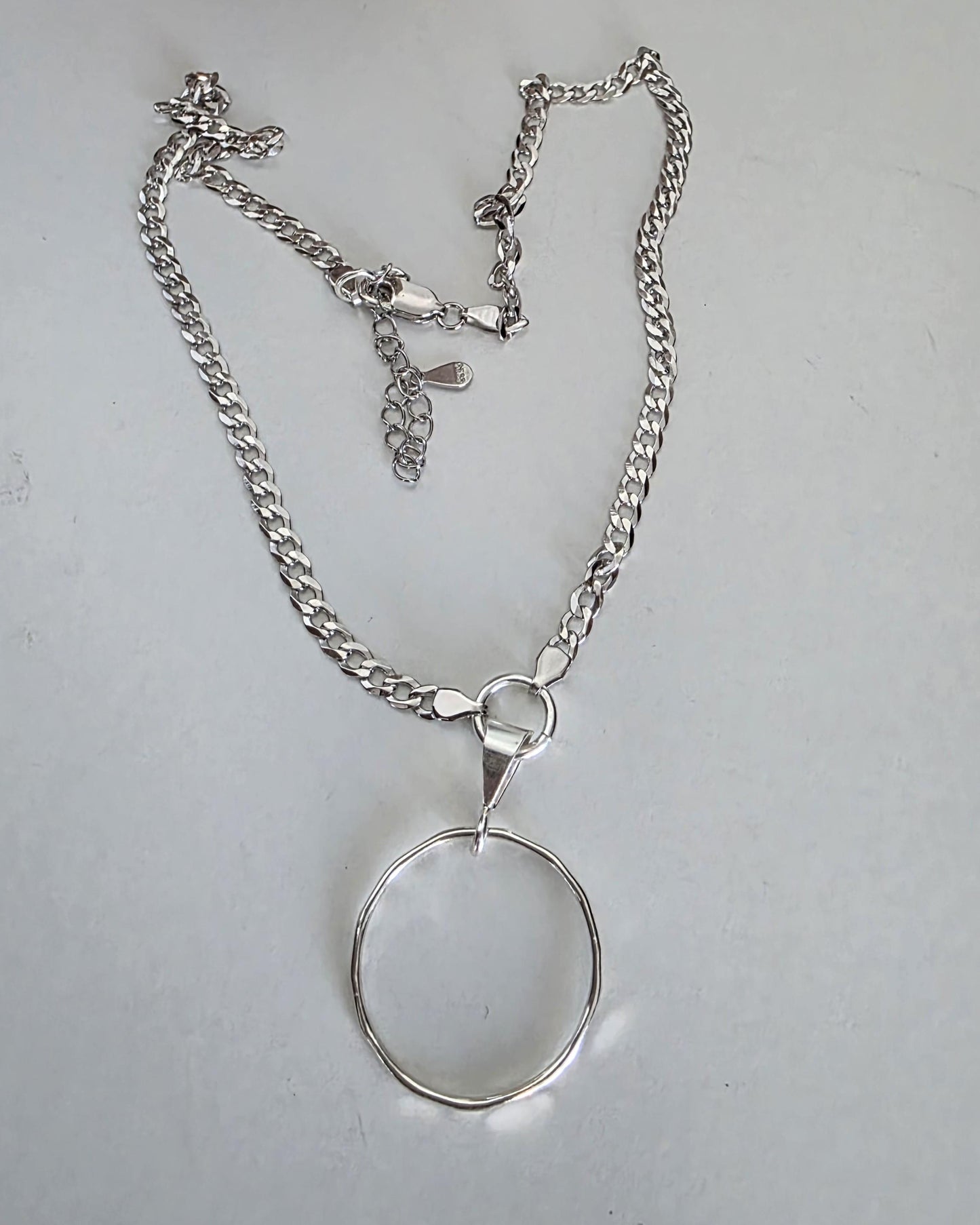Sterling Silver Day Collar Choker Necklace on 2.5mm Curb Chain - Partner Jewelry