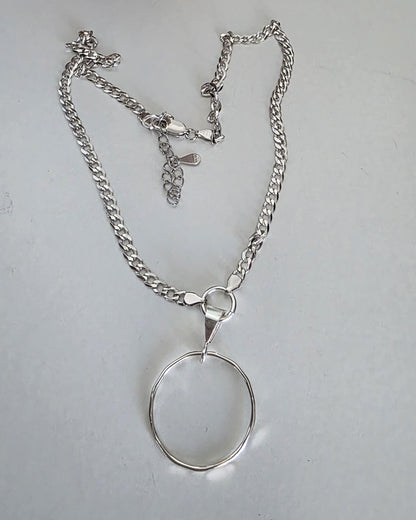 Sterling Silver Day Collar Choker Necklace on 2.5mm Curb Chain - Partner Jewelry