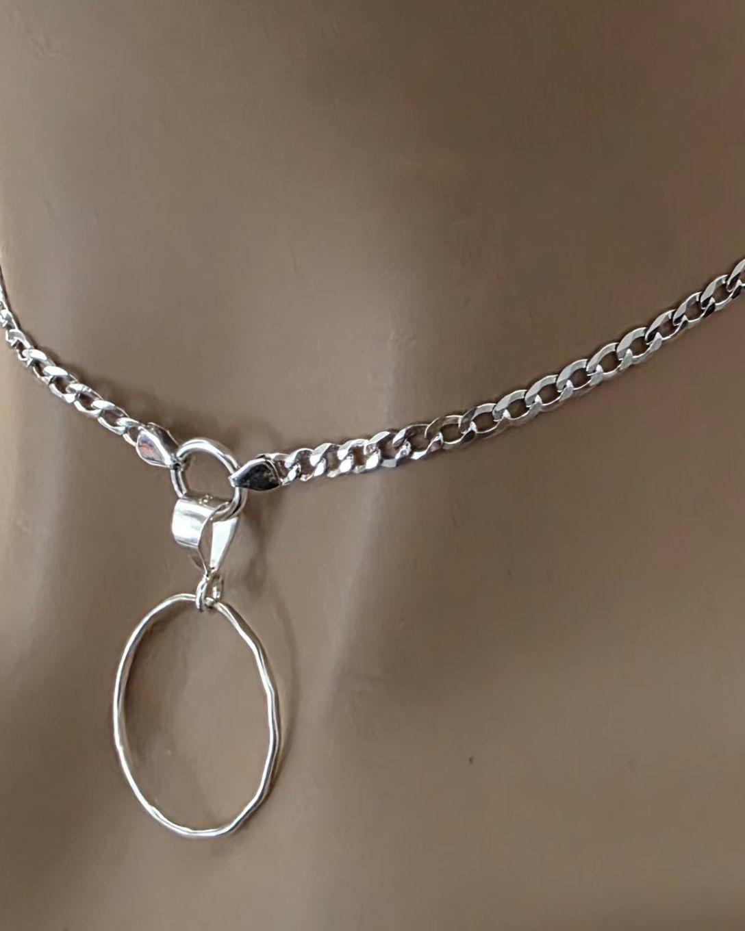 Sterling Silver Day Collar Choker Necklace on 2.5mm Curb Chain - Partner Jewelry