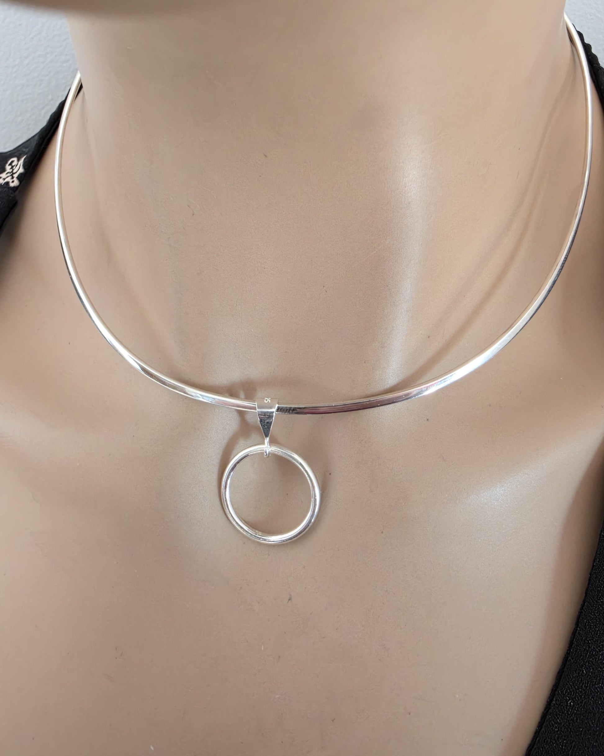 Sterling Silver Eternity Ring Formed Solid Day Collar Necklace - Luxury Devotion Partner Jewelry