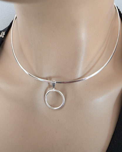 Sterling Silver Eternity Ring Formed Solid Day Collar Necklace - Luxury Devotion Partner Jewelry