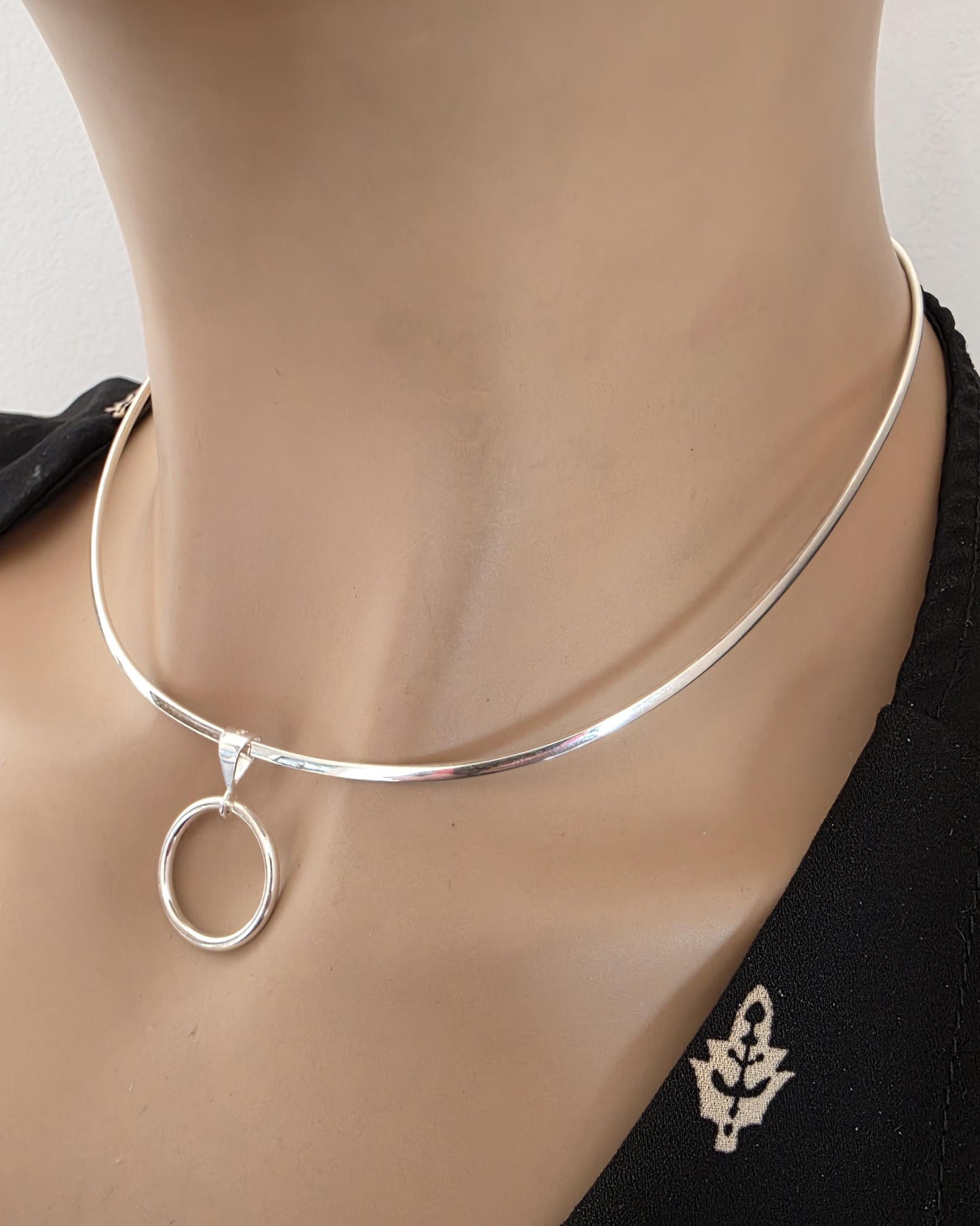 Sterling Silver Eternity Ring Formed Solid Day Collar Necklace - Luxury Devotion Partner Jewelry